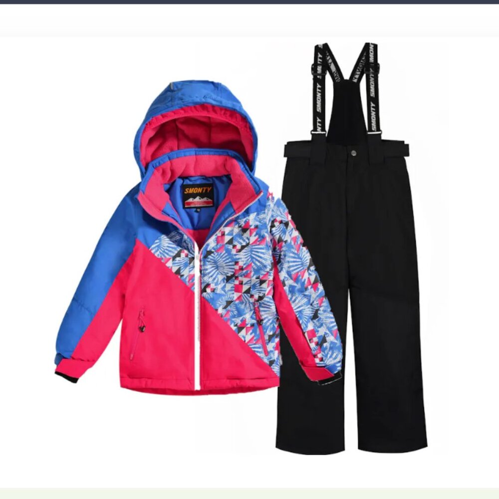 SMONTY SNOW BIB AND JACKET SIZE 10-12 Y IN COLORFUL BLUE NEW WITH TAGS